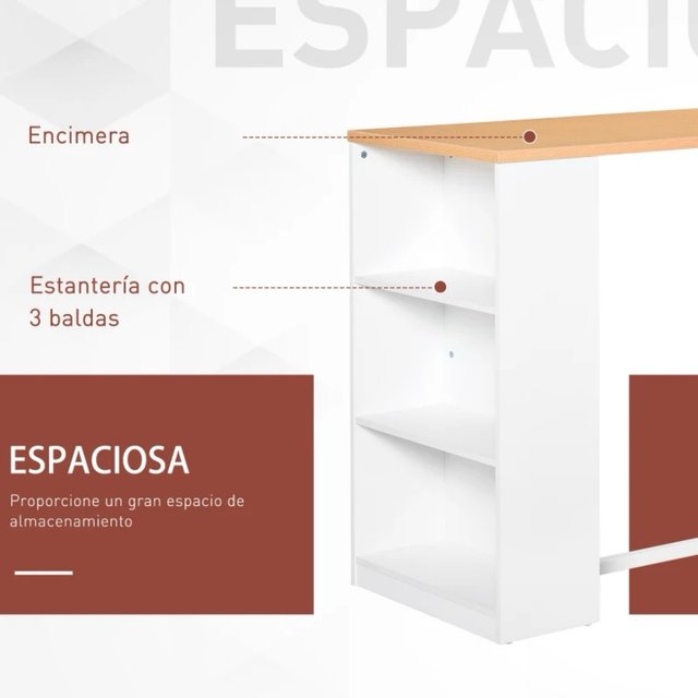 Mesa Bar con Estantes Madera y Metal