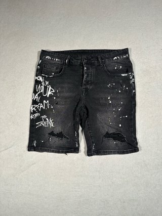Pantalón corto vaquero negro graffiti Talla L
