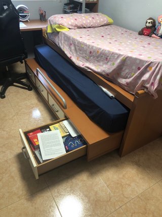 Cama nido madera 190x90x76. Chapado de madera.