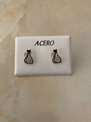 Pendientes Acero Gato Brillantes