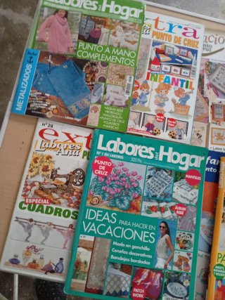 Lote 5 revistas costura bordado punto de cruz