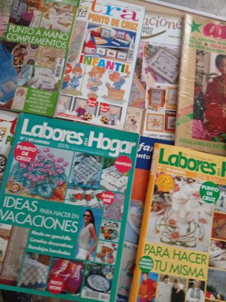 Lote 5 revistas costura bordado punto de cruz
