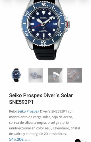 Reloj Seiko Solar Azul y Plateado