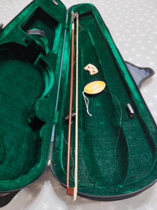 Violín antiguo con funda y arco