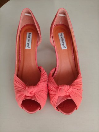 Zapatos Pilar Burgos Coral Talla 38 Tacón 8cm