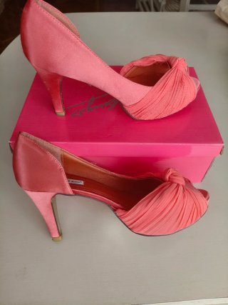 Zapatos Pilar Burgos Coral Talla 38 Tacón 8cm
