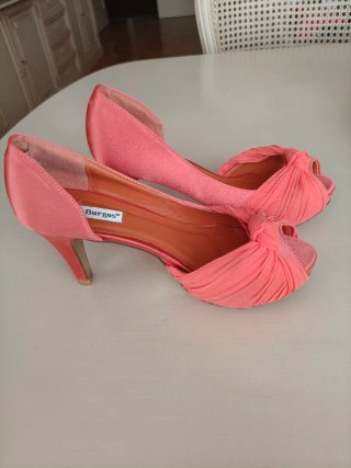 Zapatos Coral Talla 38 Tacón 8cm/boda/invitado