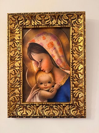 Cuadro Religioso Vintage Virgen y Niño