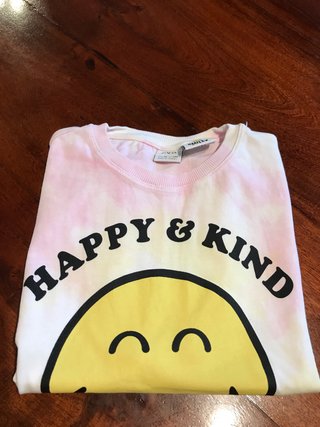 Camiseta Zara Smiley Happy & Kind Talla S