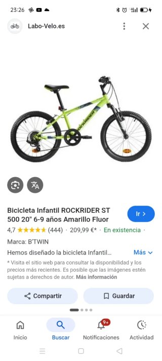 Bicicleta Rockrider ST 520 Verde de 20"