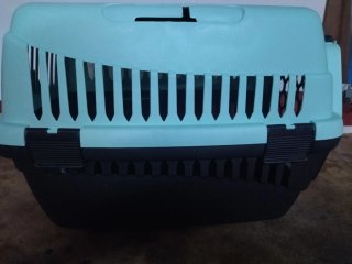 Transportín para gatos negro y azul