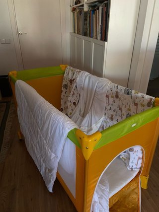 Cuna plegable,Prenatal, con colchón y ropa de cama