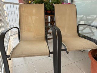 2 Sillones de Jardín Beige Estructura Metal