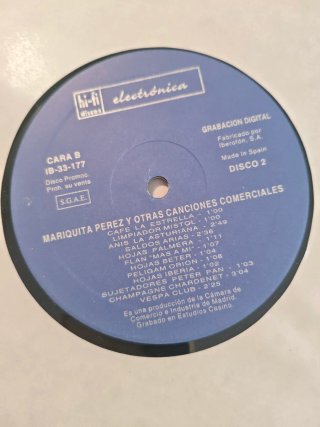 Vinilo Mariquita Pérez Canciones Comerciales