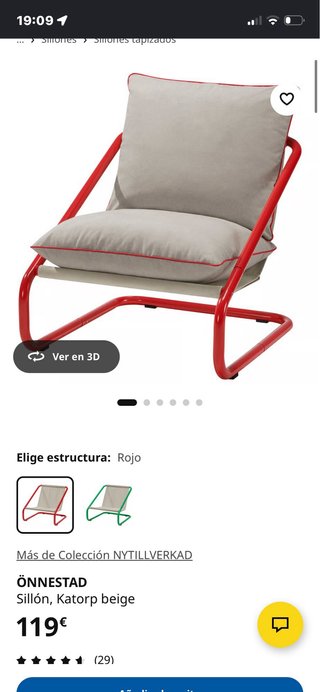 Butaca ÖNNESTAD beige y roja