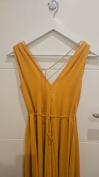 Vestido Mango Largo mostaza