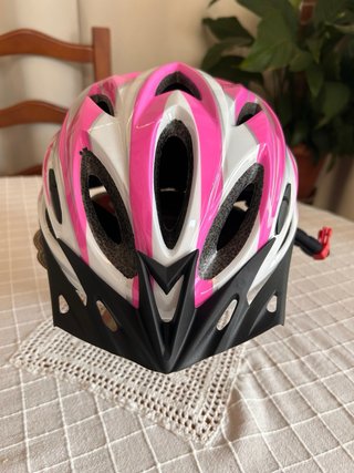 Casco de bicicleta rosa y blanco LIVLOV