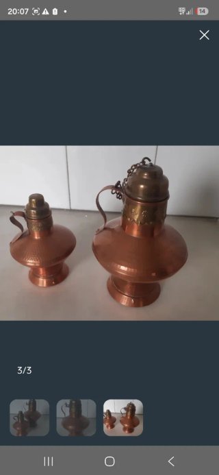 2 Aceiteras Cobre Antiguas, 2 tamaños
