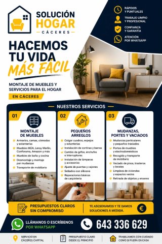 Montaje de muebles, mantenimiento de edificios