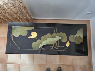 Mueble Oriental Negro Lacado Flores Doradas