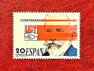 Sello I Centenario UGT 1988 Pablo Iglesias