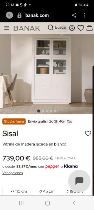 Vitrina Banak Madera Blanca Cristal