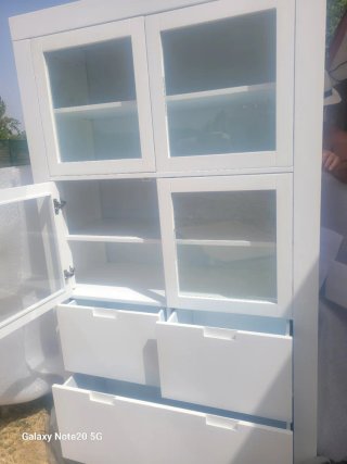 Vitrina Banak Madera Blanca Cristal