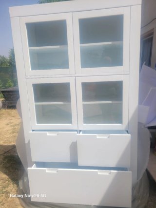 Vitrina Banak Madera Blanca Cristal