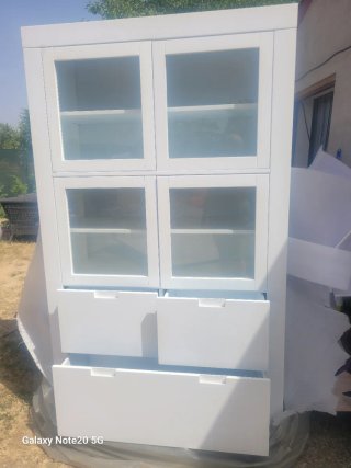 Vitrina Banak Madera Blanca Cristal