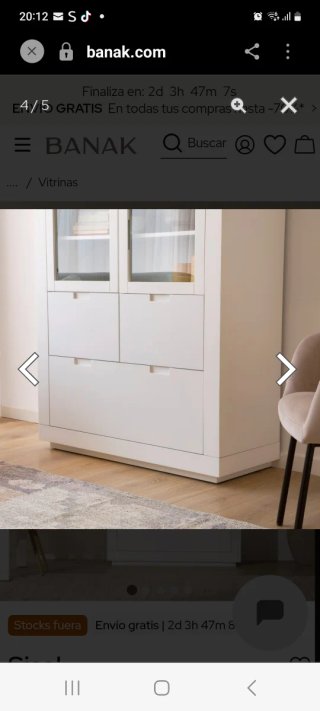 Vitrina Banak Madera Blanca Cristal