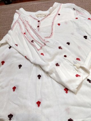 Blusa boho Sidecar bordada blanca Talla L