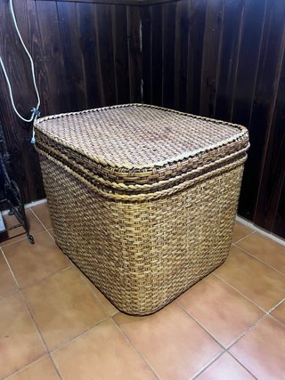 Baúl mimbre/ratán con tapa - Gran capacidad