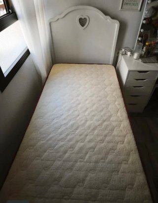 Cabecero infantil madera blanco corazón