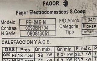 REPUESTOS DE CALDERA FAGOR FE-24E N