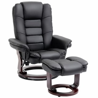 Set Poltrona Relax e Pouf Poggiapiedi, Girevole a