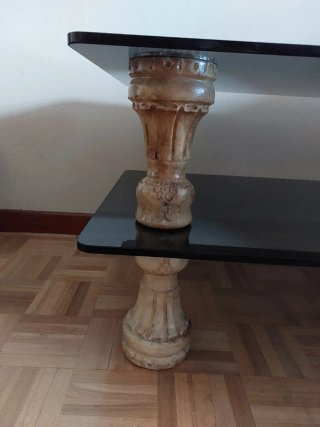 Mesa centro cristal ahumado y mármol de 100cm×50cm