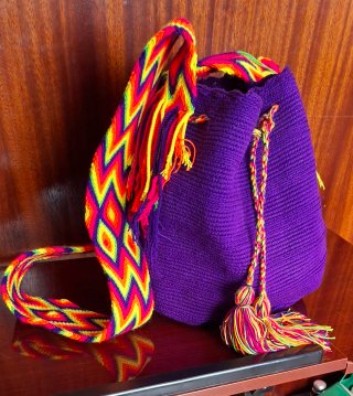 Bolso Wayuu Nuevo Hecho a Mano Violeta