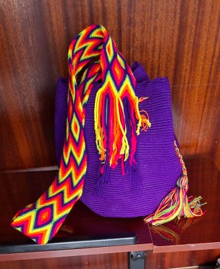 Bolso Wayuu Nuevo Hecho a Mano Violeta