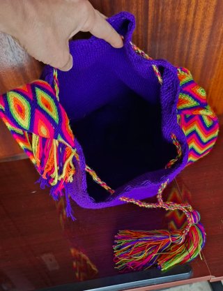 Bolso Wayuu Nuevo Hecho a Mano Violeta