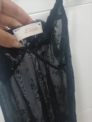 Top lencero Etam encaje transparente negro S