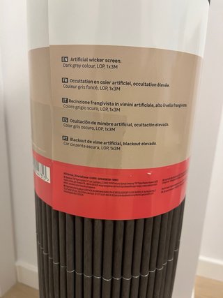 Pantalla privacidad mimbre artificial gris 1x3m