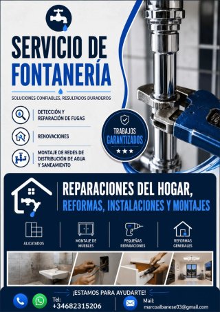 Servicio de fontaneria, manitas, mantenimiento y r