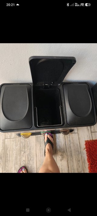 Cubo reciclaje 3 compartimentos acero