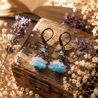 Pendientes flor azul hechos a mano Swarovski
