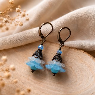 Pendientes flor azul hechos a mano Swarovski