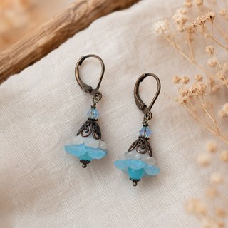 Pendientes flor azul hechos a mano Swarovski