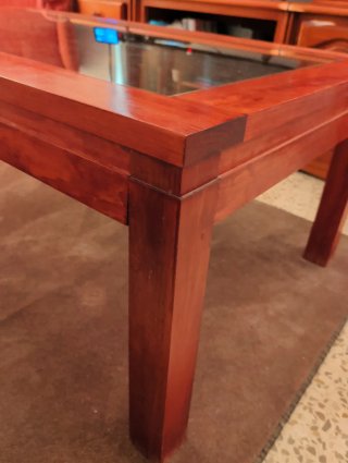 Mesa centro madera y cristal 140x80