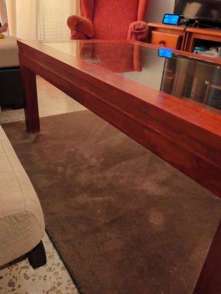 Mesa centro madera y cristal 140x80