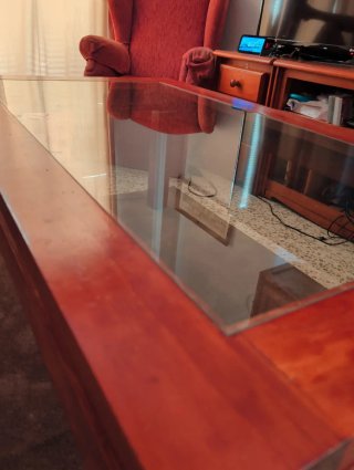 Mesa centro madera y cristal 140x80