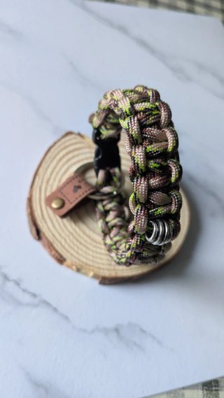 Pulsera Paracord Supervivencia Marrón y Verde